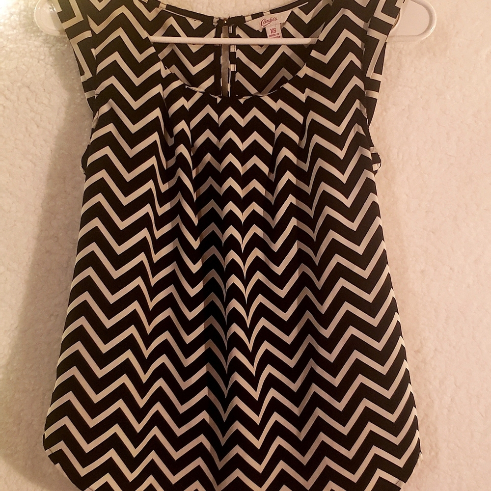 Candies's Black and White Chevron Blouse XS